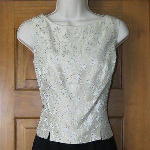 JS Collection Petite Cream Beaded Sleeveless Top Evening